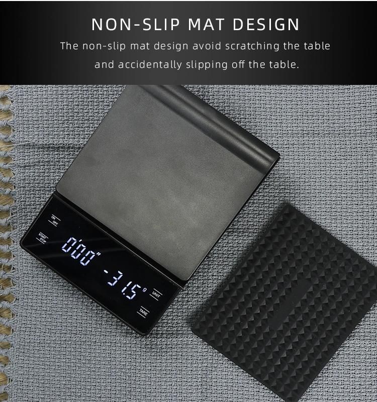 3kg/0.1g Coffee Scale LED Display Touch Screen Food Scale