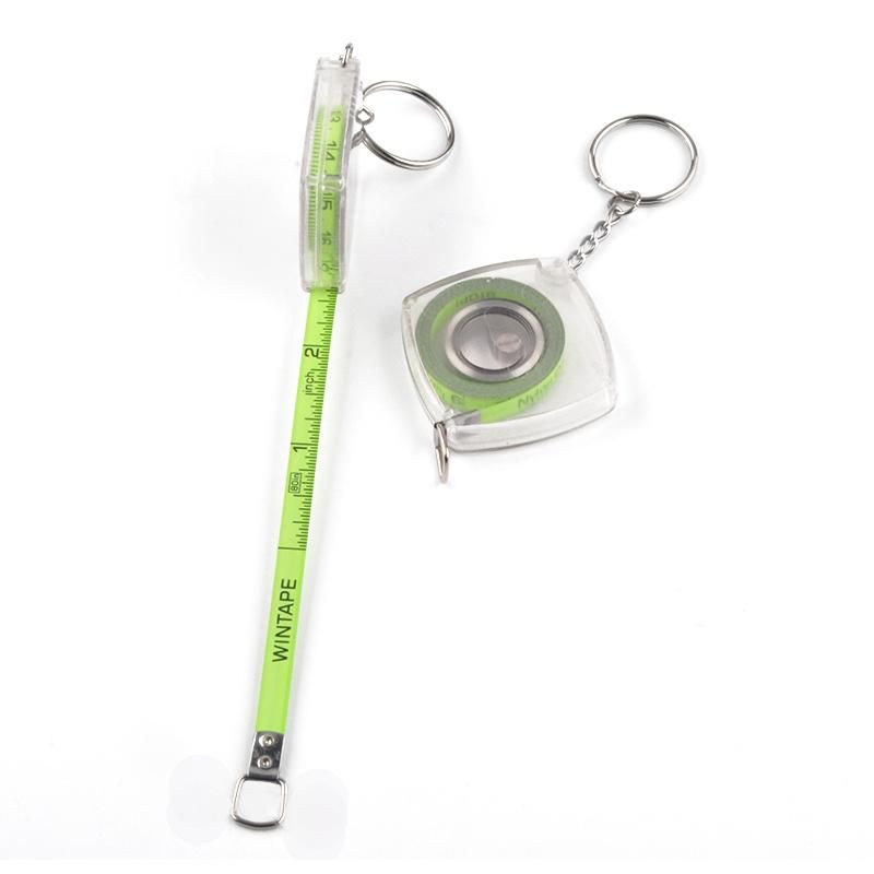 Transparent Plastic Shell with Keychain Functional Mini Retractable Measuring Tape Keychain