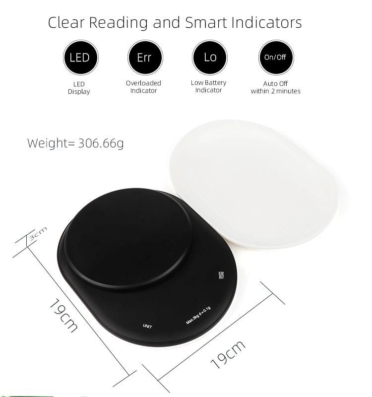 China Factory Wholesale 3kg ABS Plastic Kitchen Platform Scale