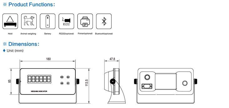 OIML Approved 6-Digit LCD Display RS232 Bluetooth Electronic Digital Weighing Indicator