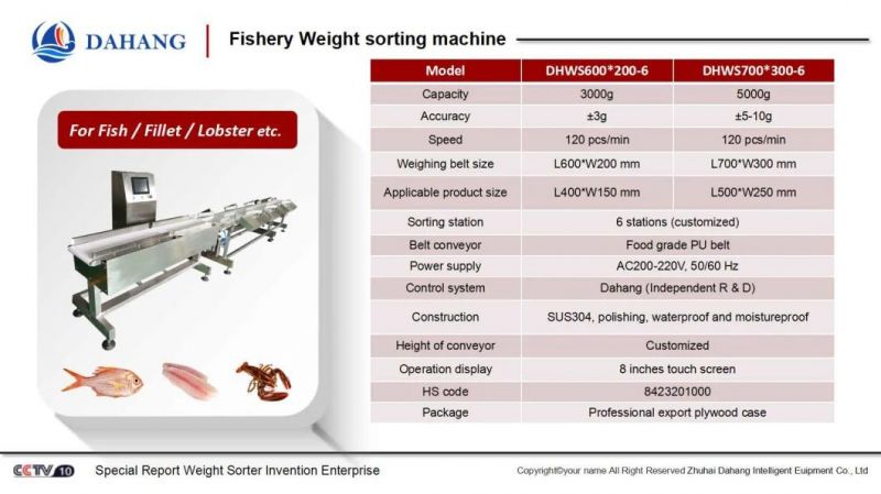 Automatic Weight Sorting Machine for Aquatic Products