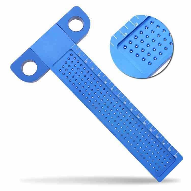 Woodworking Scribing Ruler 160mm Hole Ruler Aluminum Alloy T-Shaped Ruler Woodworking Scribing Device