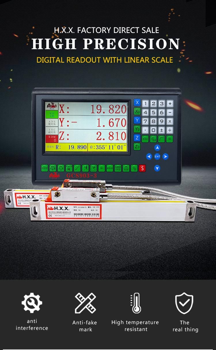 Complete Set 3 Axis LCD Digital Readout Dro with 0-1000mm Glass Linear Scale