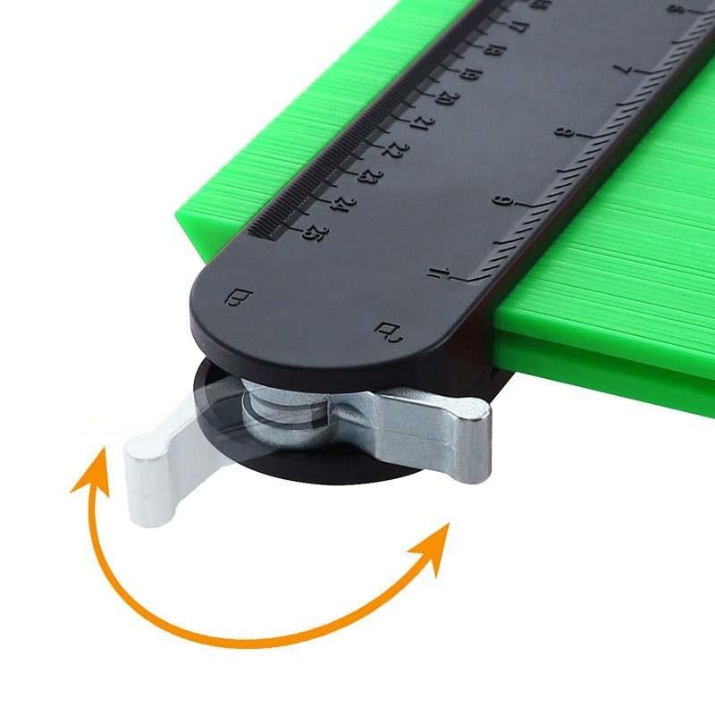 10-Inch Set Green Widening Self-Locking Contour Gauge Radian Ruler Copying Gauge Extractor Six-Fold Ruler with Tool Kit