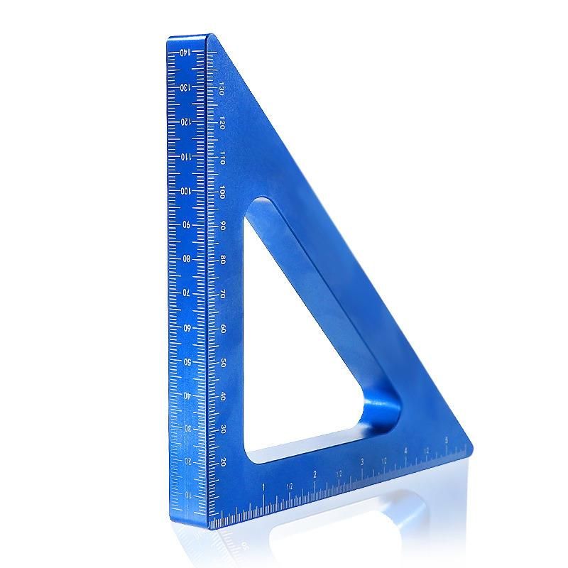 Woodworking Triangle Ruler 90-Degree Right-Angle Ruler Aluminum Alloy Metric Inch with Scale Marking Ruler Woodworking Tool
