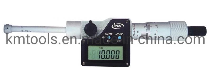 8-10mm Digital Three Point Internal Micrometer with IP65 Protection Degree