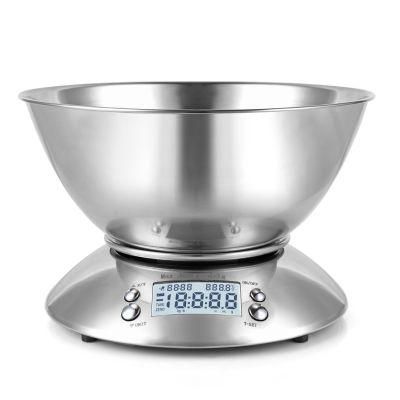 5kg 2L Bowl Stainless Steel Electronic Digital Nutrition Food Weighing Kitchen Scale