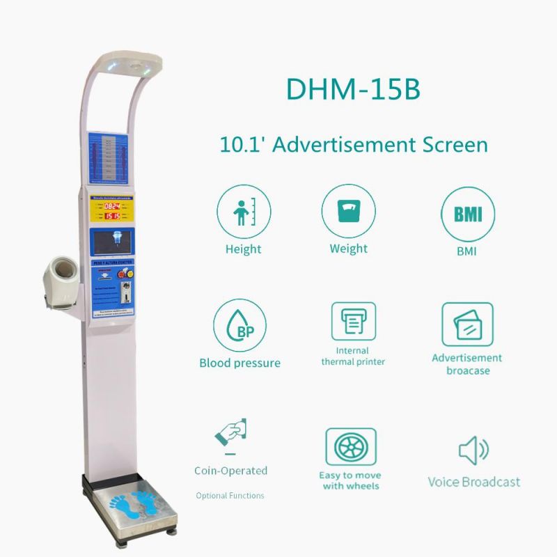 Digital Coin Operated Height Weight Blood Pressure and Heart Rate Measuring Machine in Hospital