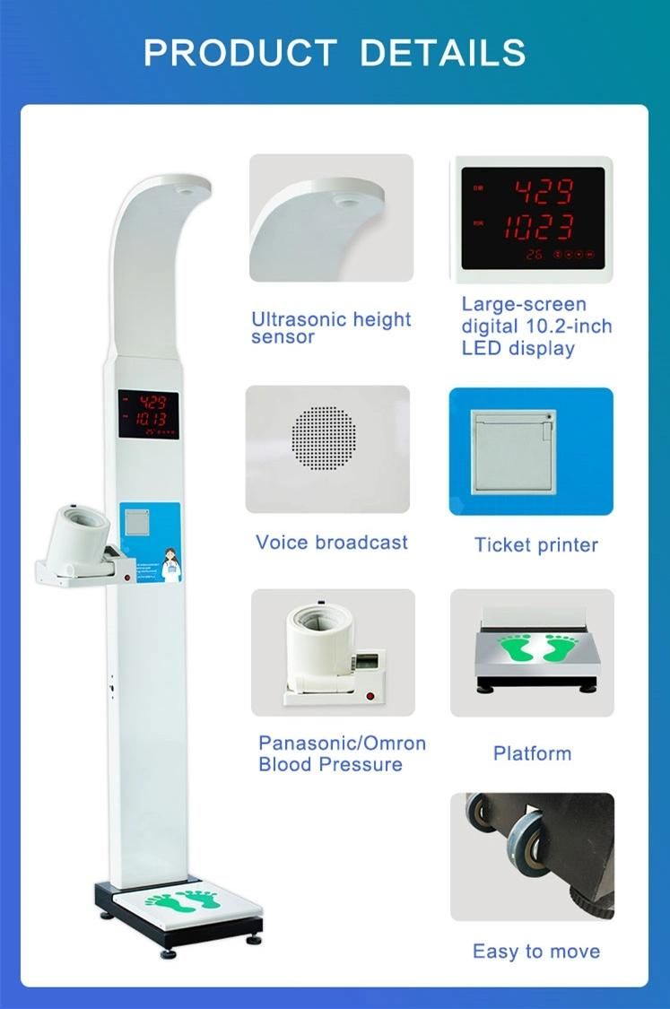 Coin-Operated Electronic Body Scale Multi-Functional Digital Height Weight BMI Body Composition Blood Pressure Vending Machine