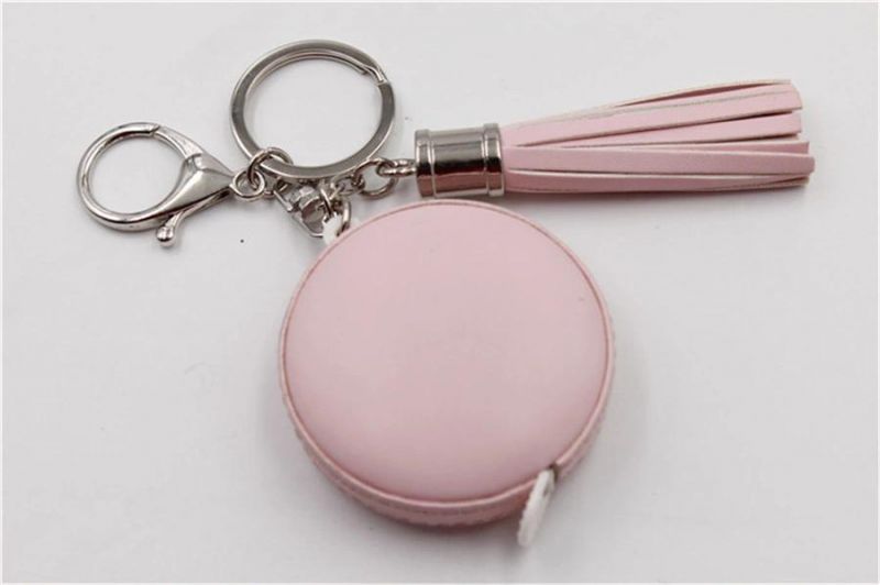 Custom Mini Retractable Tape Measure Leather 1.5m with Tassel Keyring