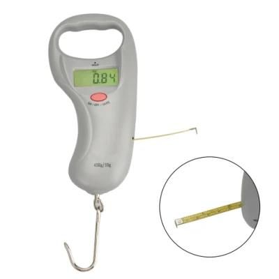 45kg/10g Fishing Equipment Hanging Luggage Weighing Scale with 1m Tape Measure Multi-Function Portable