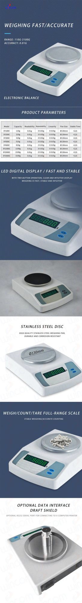 Laboratory Analytical Weighing 320g-5500g 0.1g LCD Screen Electronic Scale Balance
