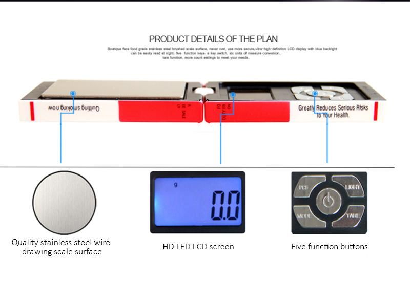 100g 0.01g Cigarette Case Design Electronic Pocket Scale Digital Weighing Scale for Jewelry Medical