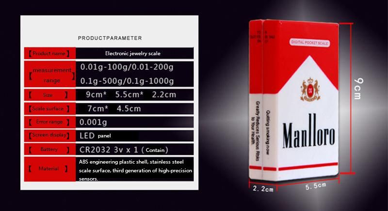 Hot Selling Cigarette Case High Precision Pocket Jewelry Electronic Scale
