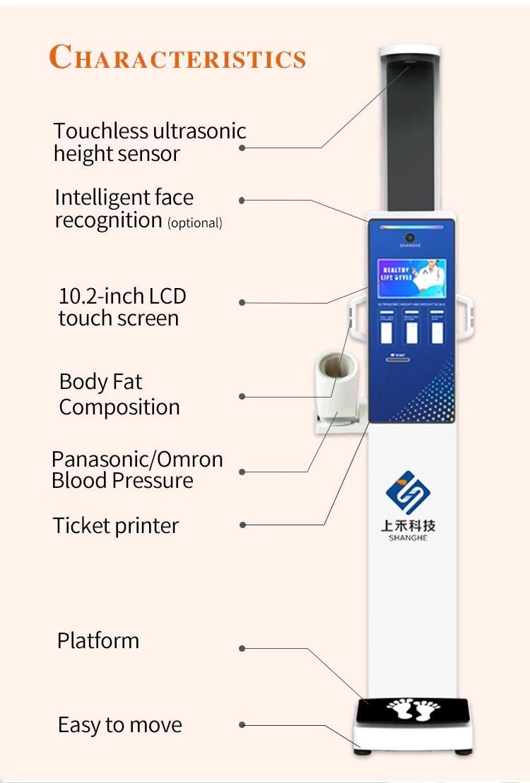 LCD Display Height Weight Blood Pressure Machine with Height Weight Scale