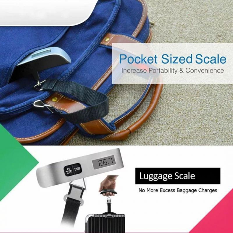 Digital Handheld Portable Hanging Baggage Scale 110lb/50kg Suitcase Weighing Pocket Scale