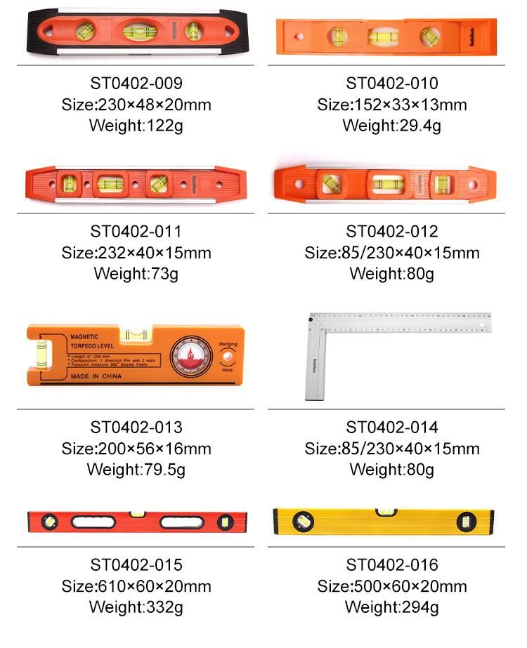 Hot Sale 60cm Length Aluminum High Sensitivity Spirit Level with Customized Logo