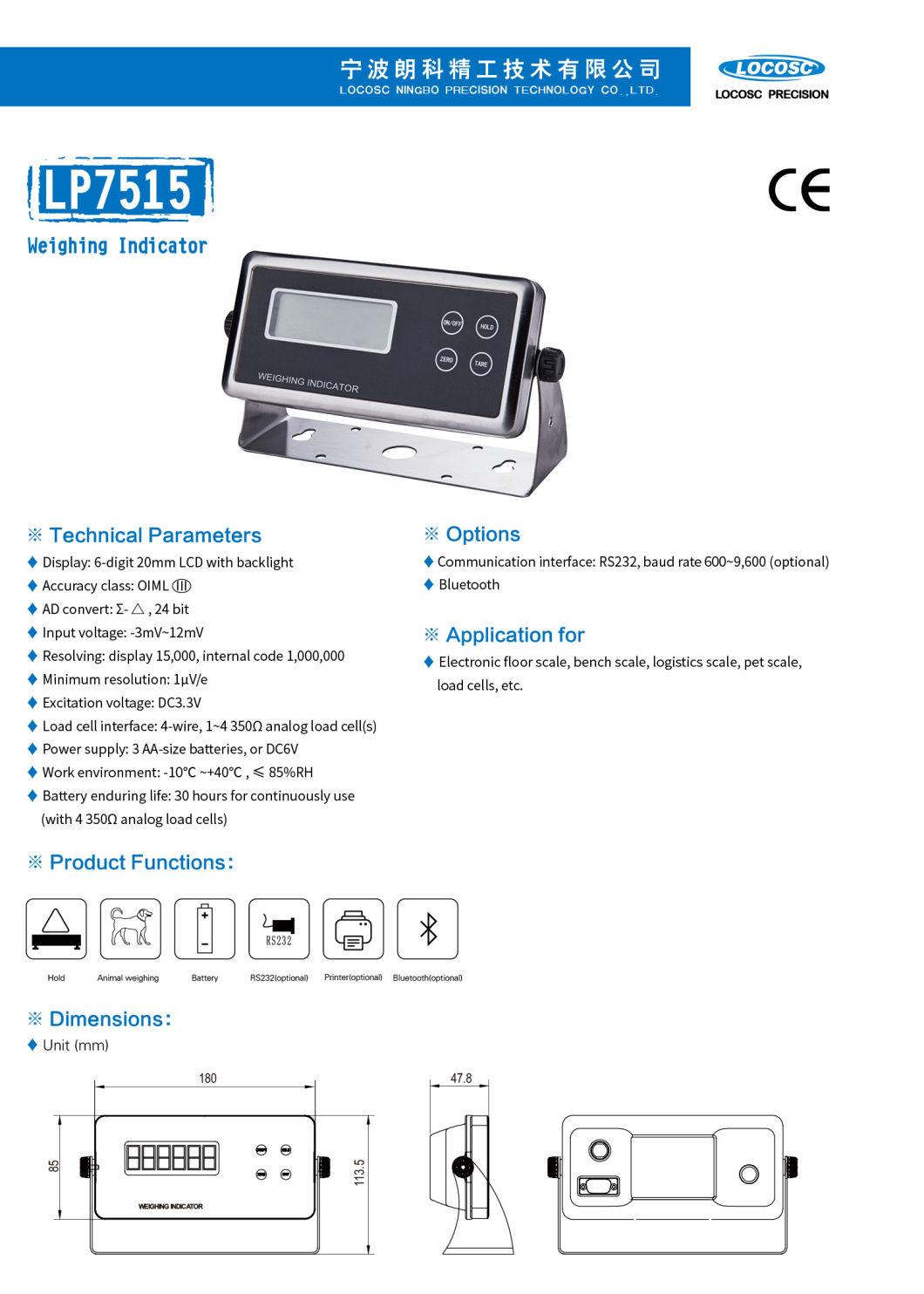 OIML Ntep Ce Approved 6-Digit LCD High Precision Weighing Load Cell Weight Scale Display
