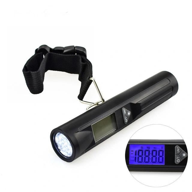 Electronic Digital Portable Flashlight Function Hanging Travel Luggage Scale