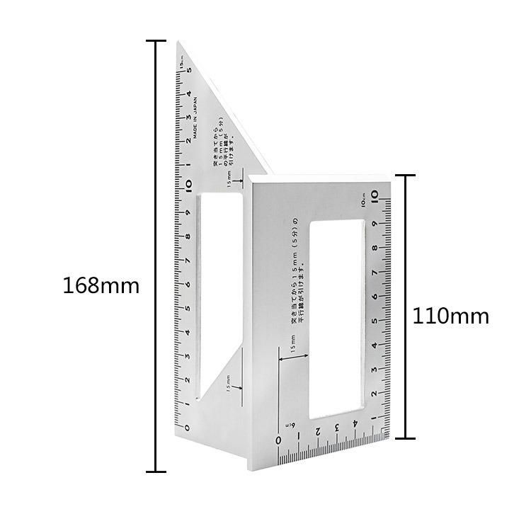 Aluminum Alloy Woodworking Multifunctional Square 45 Degrees 90 Degrees Gauge Angle Protractor Over The Ruler