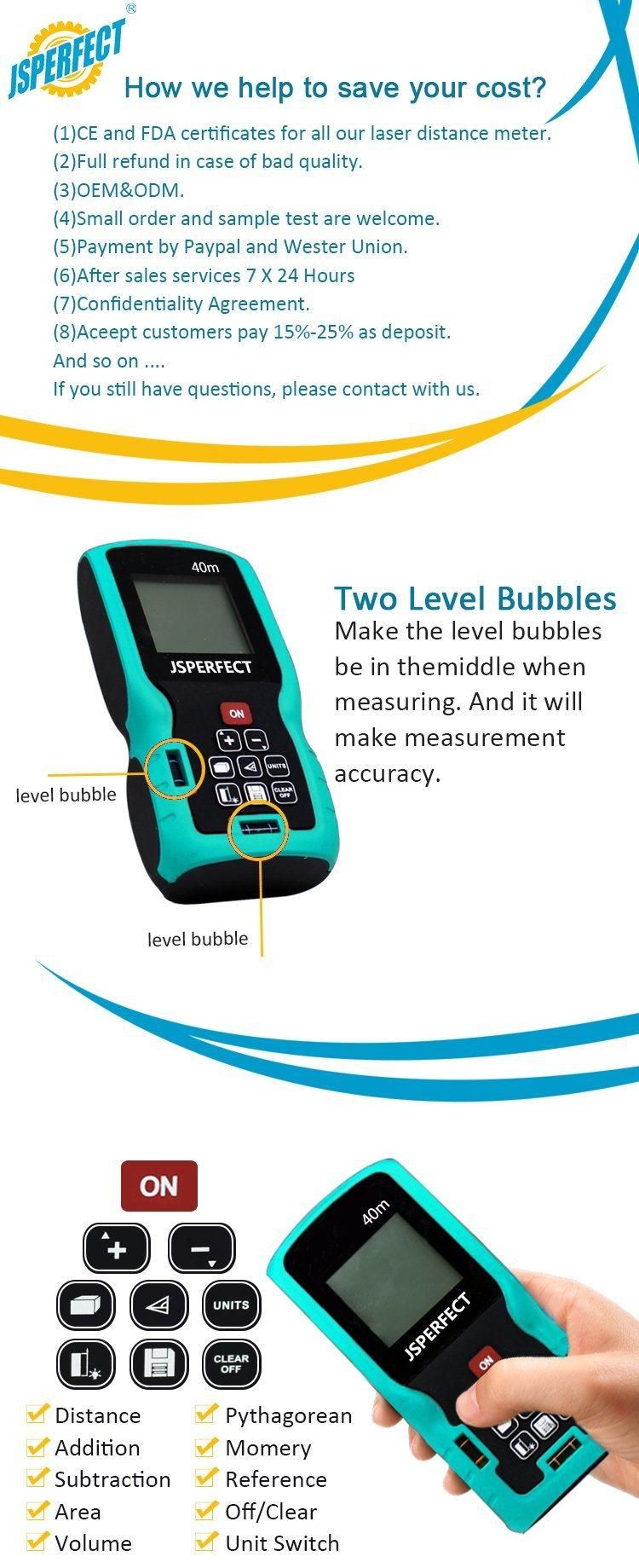 40m Handheld Best Instrument Laser Distance Meter Price