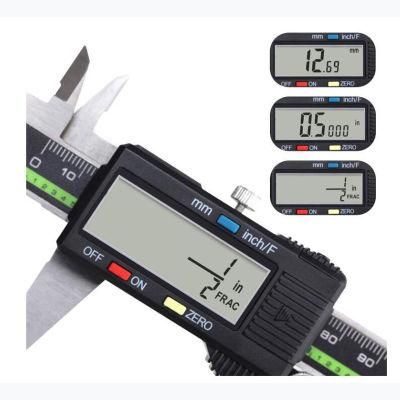 Electronic Digital Caliper 0-6&quot; Display Inch/Metric/Fractions Stainless Steel Body