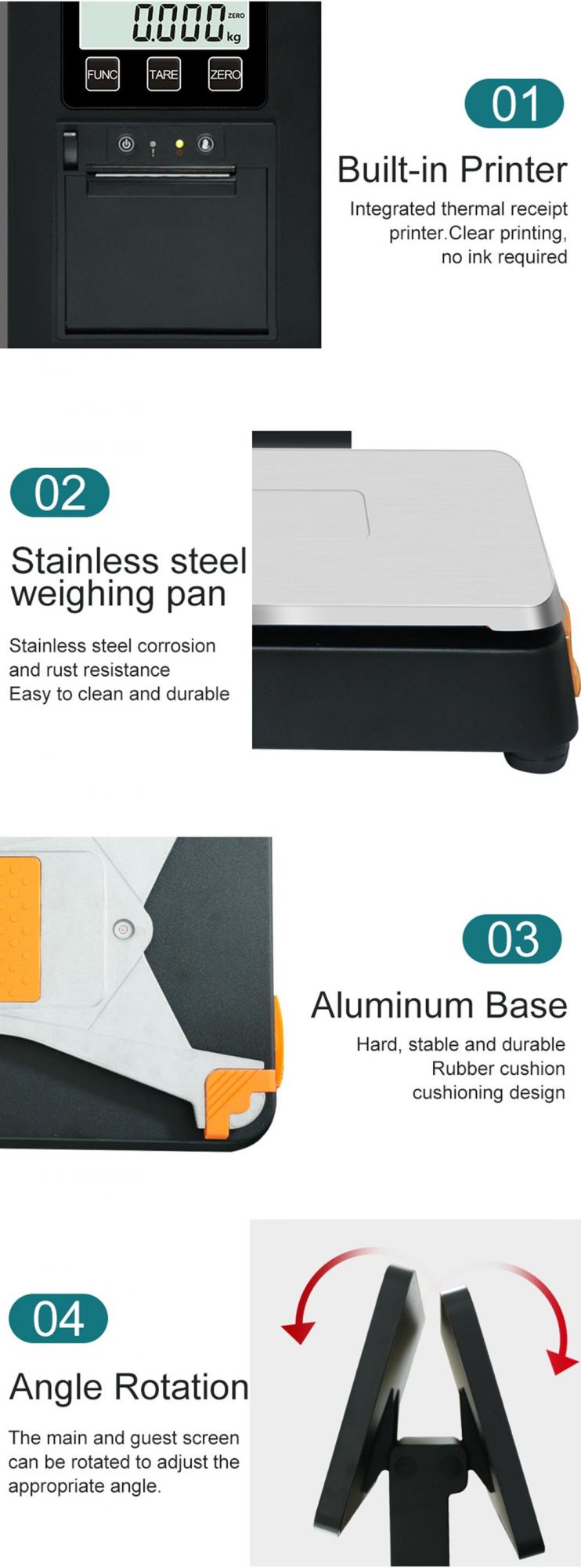 Touch Screen Barcode Printing Scale Weighing POS Scales for Supermarket