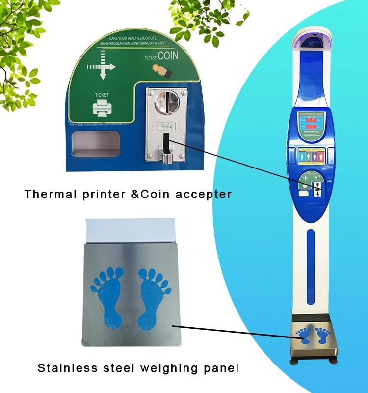 Coin-Operated Electronic Body Scale Multi-Functional Digital Height/Weight/BMI Body Scale Vending Machine Model: Hgm-800