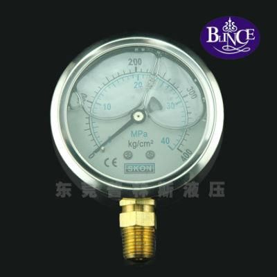 Yn100 Stainless Steel Type Bottom Connection Pressure Gauge