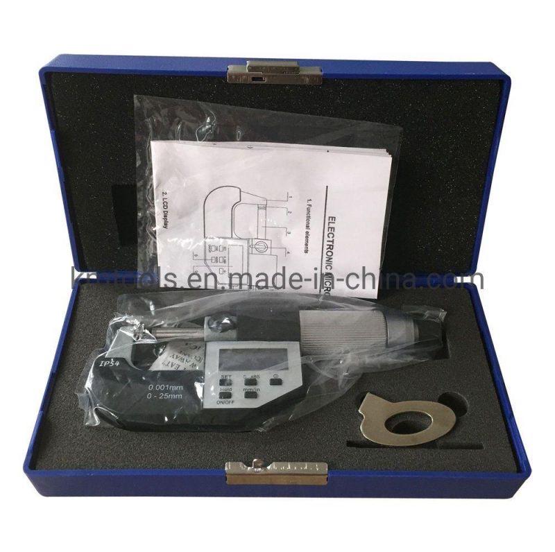 0-25mm IP54 Protection Degree Five Buttons Digital Outside Micrometer