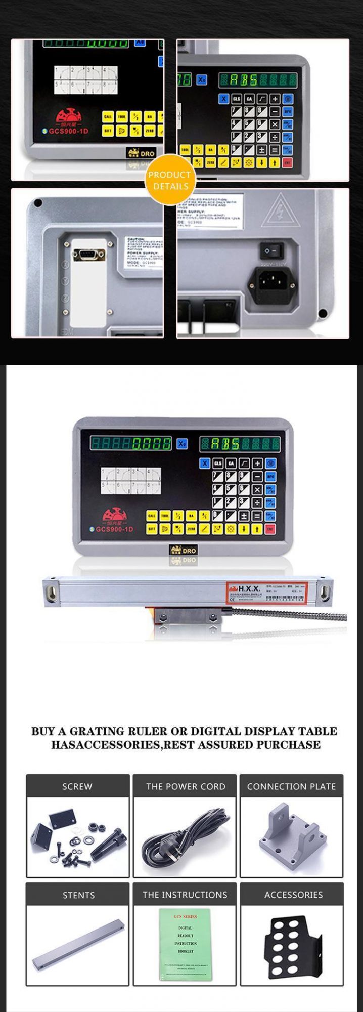 Single Axis Digital Readout Display with Linear Scale Sensor