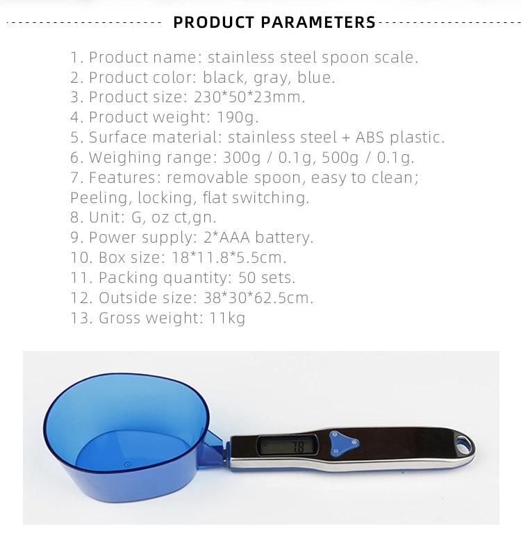 Stainless Steel Body Plastic Scoop Digital Spoon Scale 500g