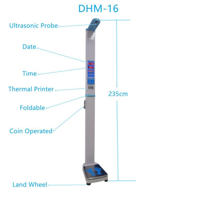 Pharmacy Digital Coin Operated Weight and Height Balance for Human Use