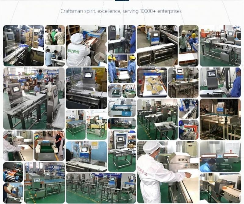 Top Sales Weight Checking Conveyor with Air Blast Jet Rejector for Food Package Pouch Bottle Tin Can Carton Box Packing Industry