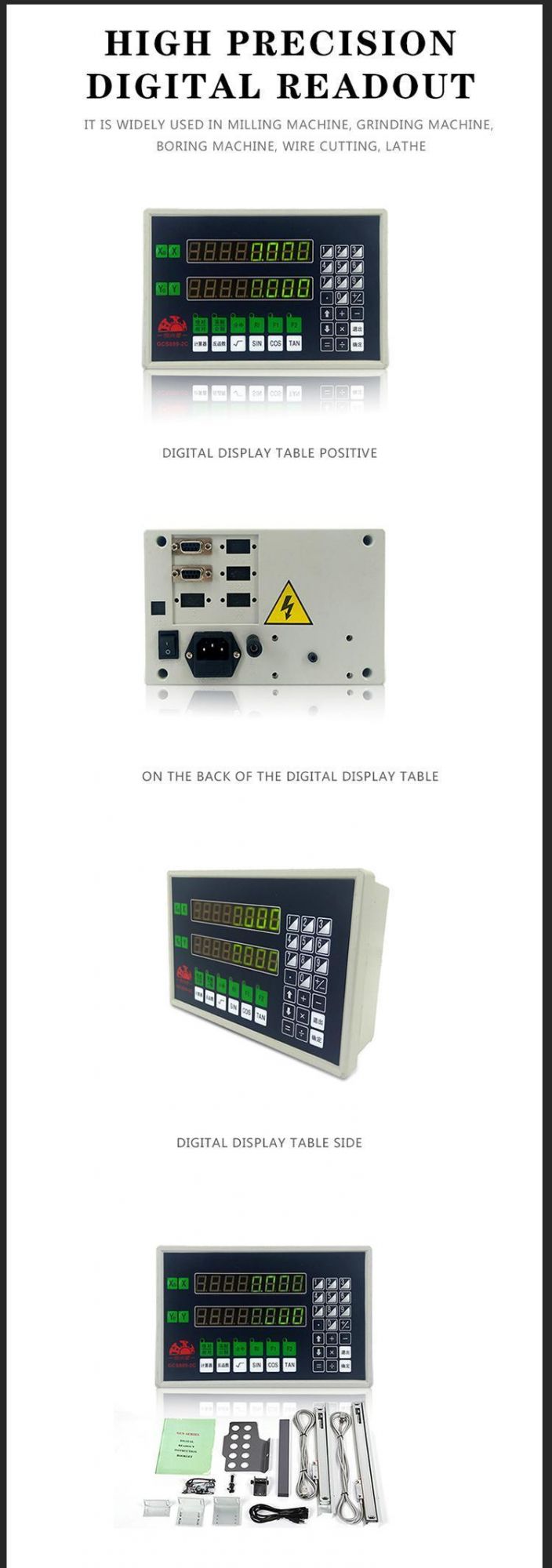 2 Axis Digital Readout (DRO) with Optical Linear Scale System