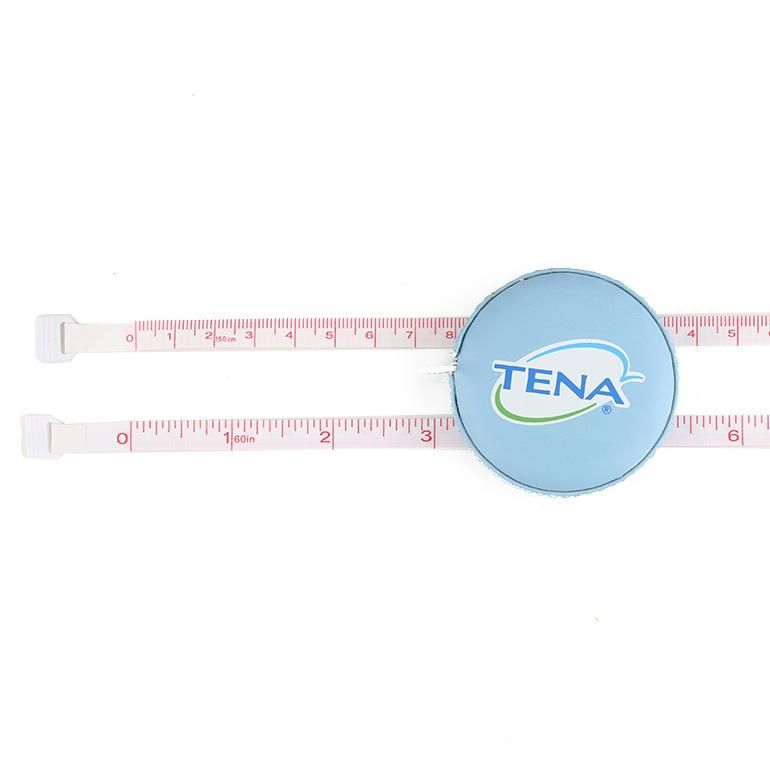 Round Blue PU Wrapped Measuring Tape Printed with Your Logo