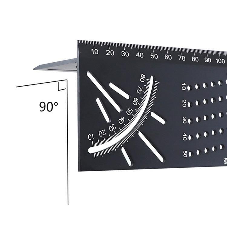 Cross-Line Ruler Angle Ruler Aluminum Alloy Dovetail Tenon Line Drawing Device 45 Degrees 90 Degrees Multi-Functional Woodworking Angle Ruler Scriber