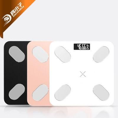 Wholesales Bluetooth Body Fat Scale 180kg Max, Print Silk Platform White, Pink, Black for Option or Customized, R30 Glass Platform CE, RoHS, FCC