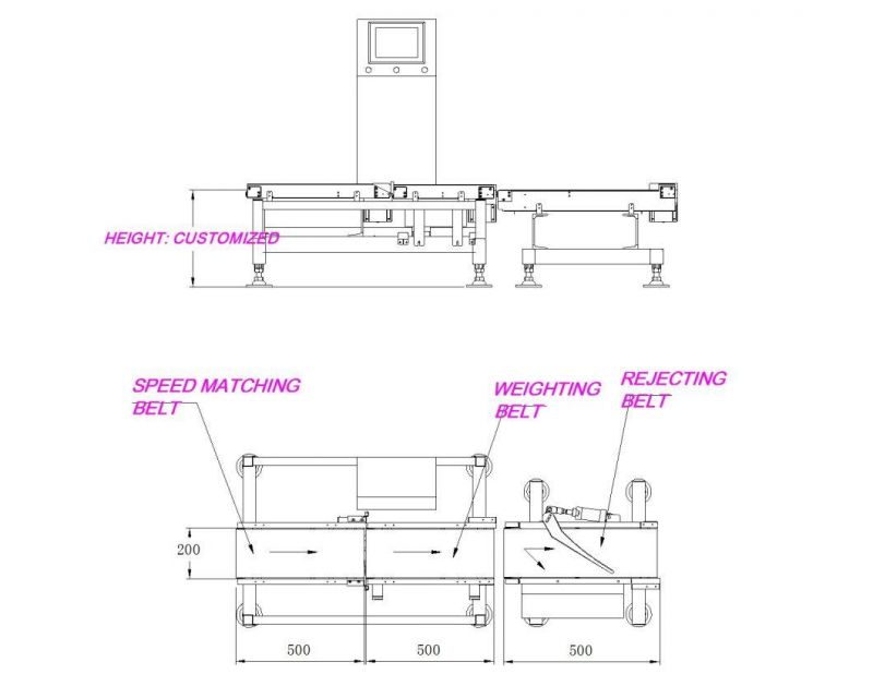 Food Industry Packaging Line Automatic Belt Conveyor Check Weigher Machine