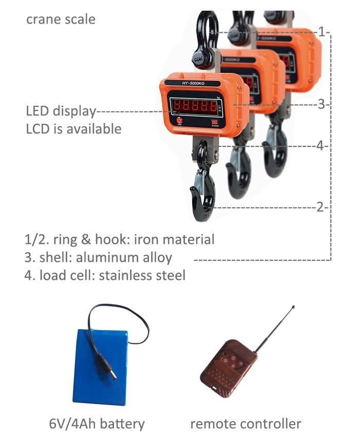 Electronic Digital Industrial Hanging Scale for Weighing 3t Capacity