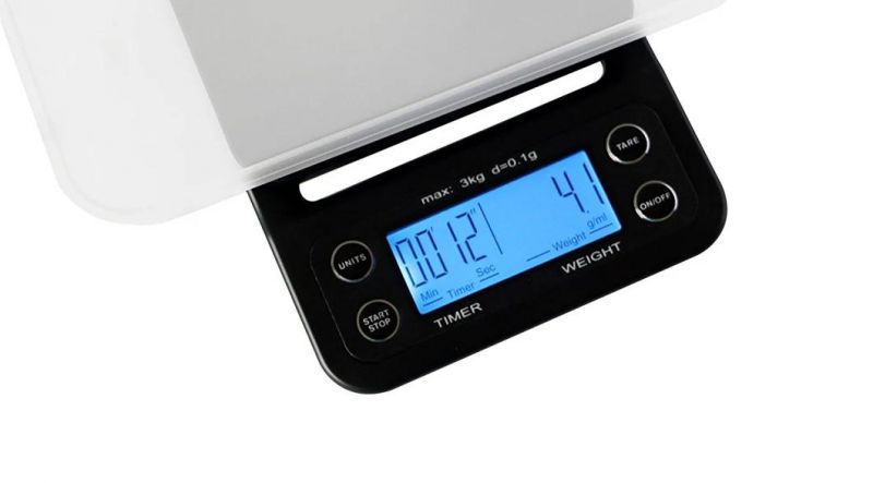 Digital Food Kitchen Scale Timer for Drip / Pour Over Coffee / Cooking / Baking with Easy to Clean Rubber Mat