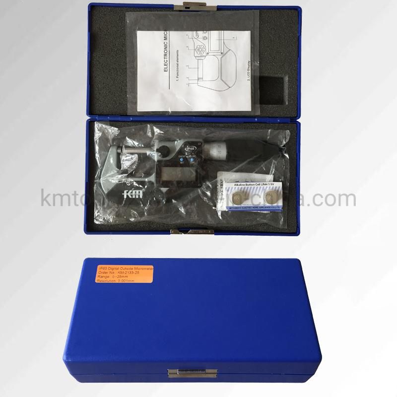 IP65 Protection Degree 0-25mm Electronic Digital Display Outside Micrometer