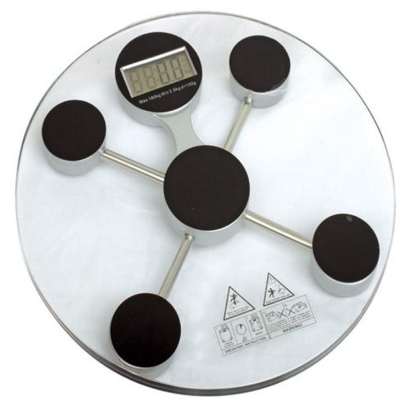 Body Weighing Scale LCD Digital Bathroom Scale Round Glass Scale