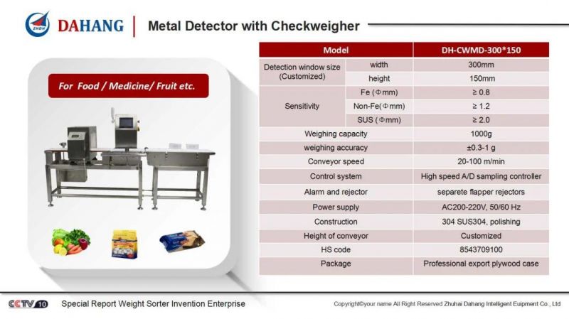 Checkweigher with Metal Detector for Food and Seafood Detecting