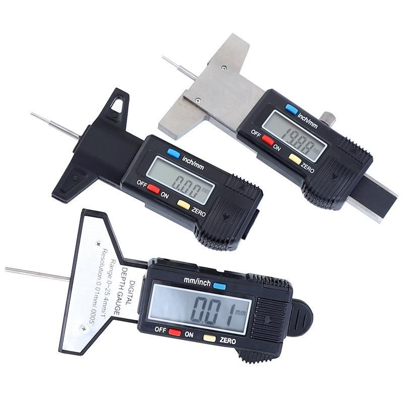 Digital Tire Tread Depth Gauge 0-25.4mm Metric Inch Stainless Steel/Plastic Digital Depth Gauge Tire Gauge