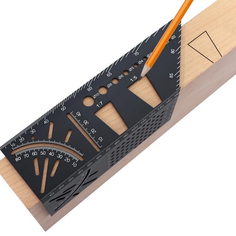 Cross-Line Ruler Angle Ruler Aluminum Alloy Dovetail Tenon Line Drawing Device 45 Degrees 90 Degrees Multi-Functional Woodworking Angle Ruler Scriber