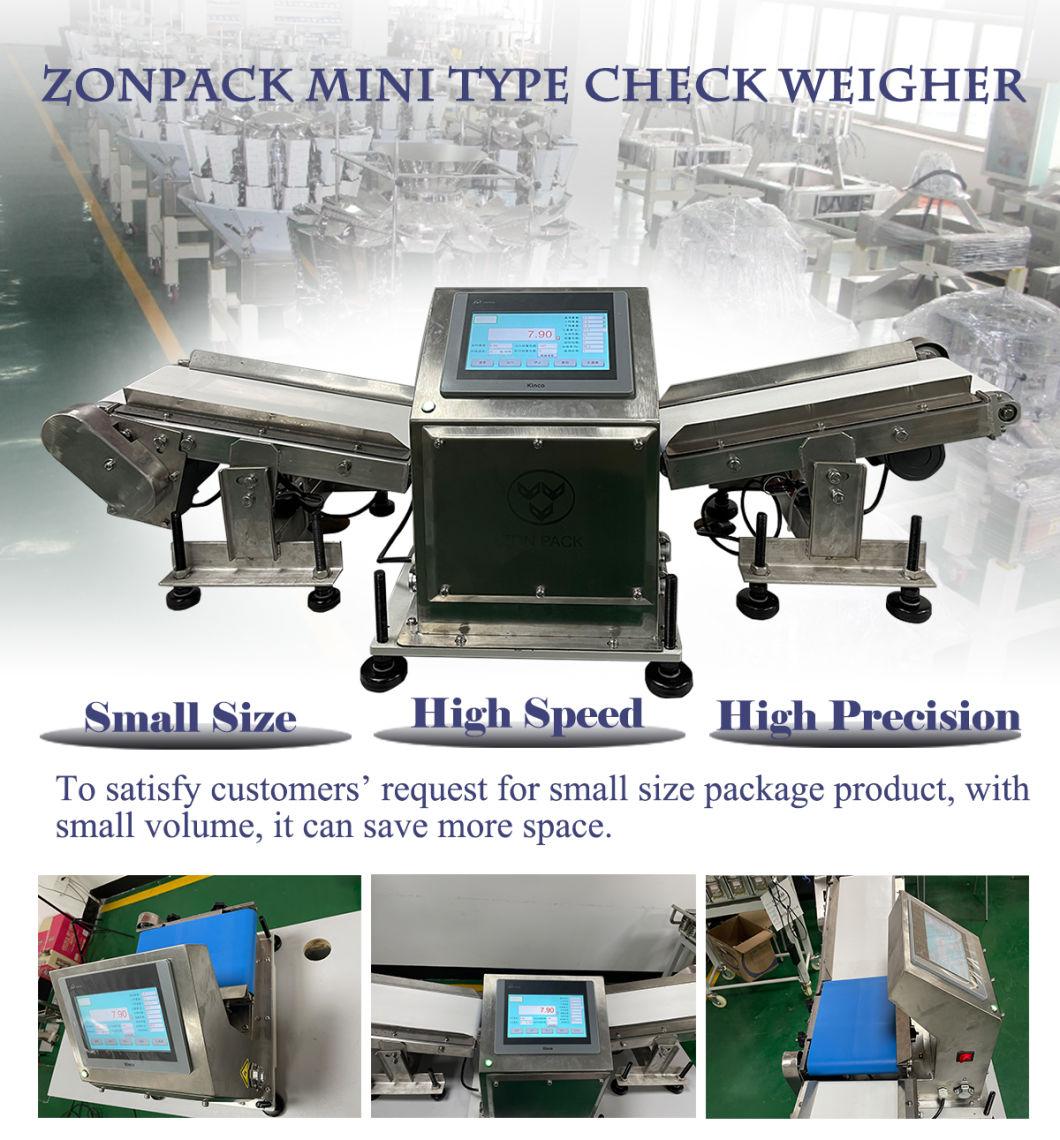 Zonpack Mini Type Check Weigher with Belt Conveyor for Multifunction Packing Machine
