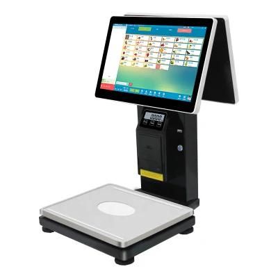 Supermarket Double Touch Screen PC Weighing Scale with Printer
