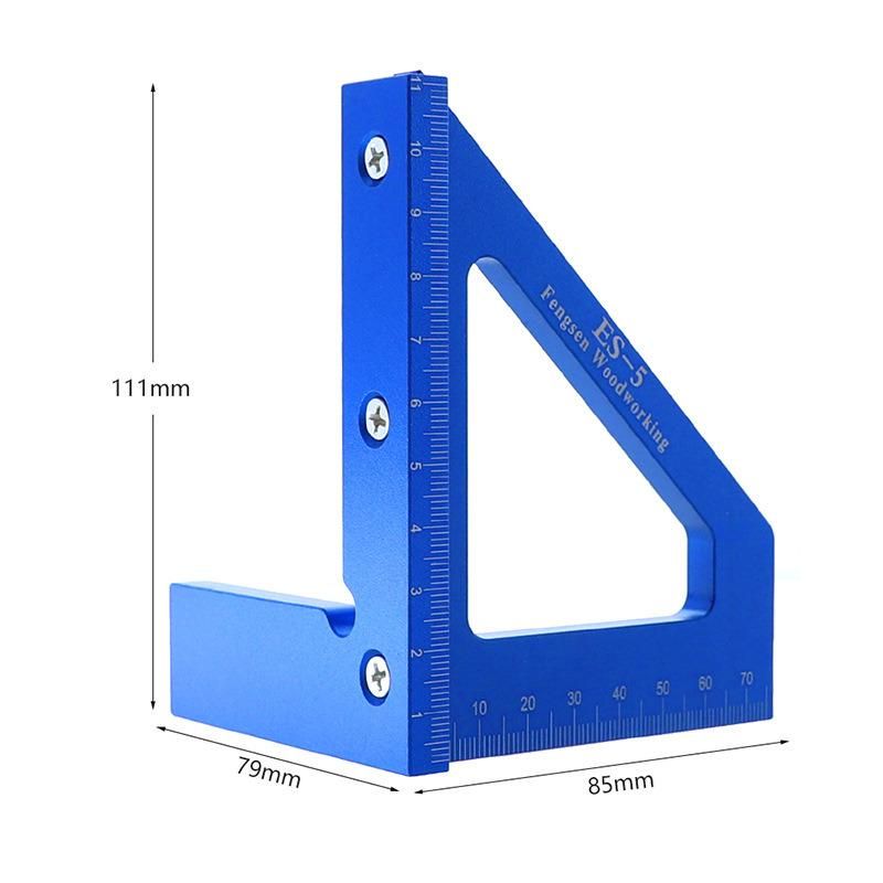 Woodworking Scriber 45 Degree Ruler Aluminum Alloy Right-Angle Measuring Tool Wide Seat Angle Ruler Multi-Functional Woodworking Aids