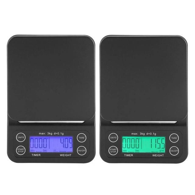 3kg 0.1g High Precision Black Kitchen Coffee Weighing Scale